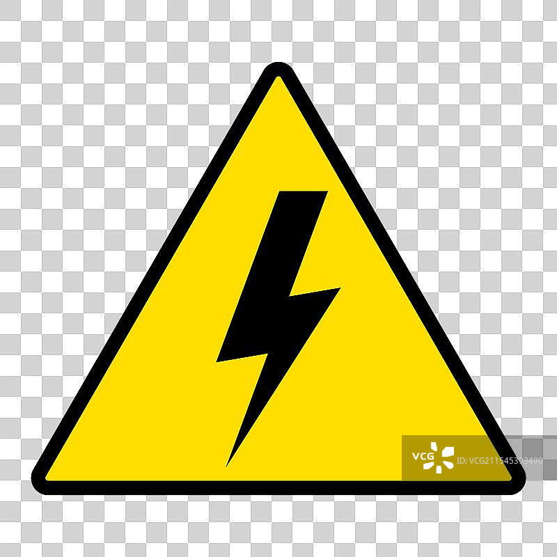 高压电标志，黄色和黑色的闪电图案图片素材