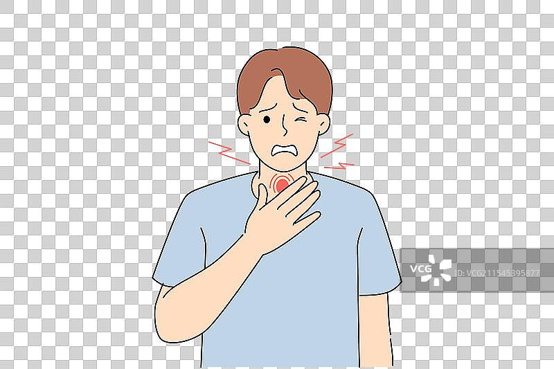 感染危险病菌的男性喉咙痛图片素材