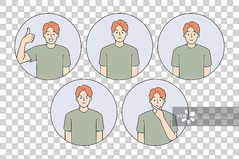 表现出积极和不同情绪的男人图片素材