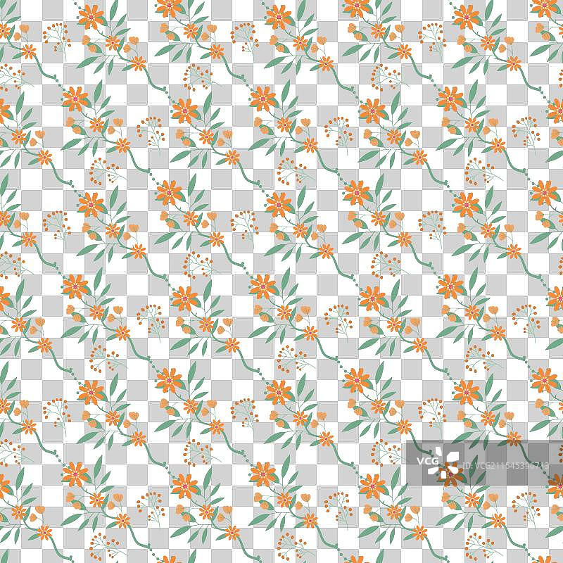 无缝花卉图案设计，带有散布的元素图片素材