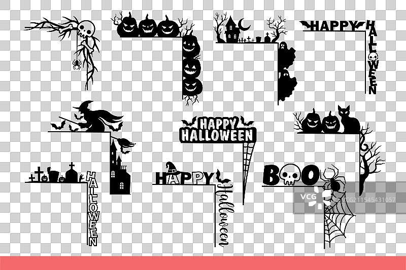 万圣节装饰在角落和框架上图片素材