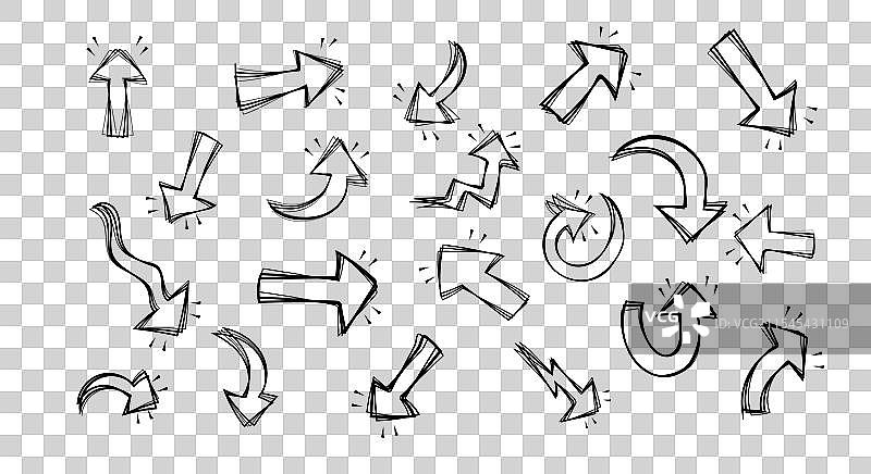 手绘箭头素描箭头集合图片素材