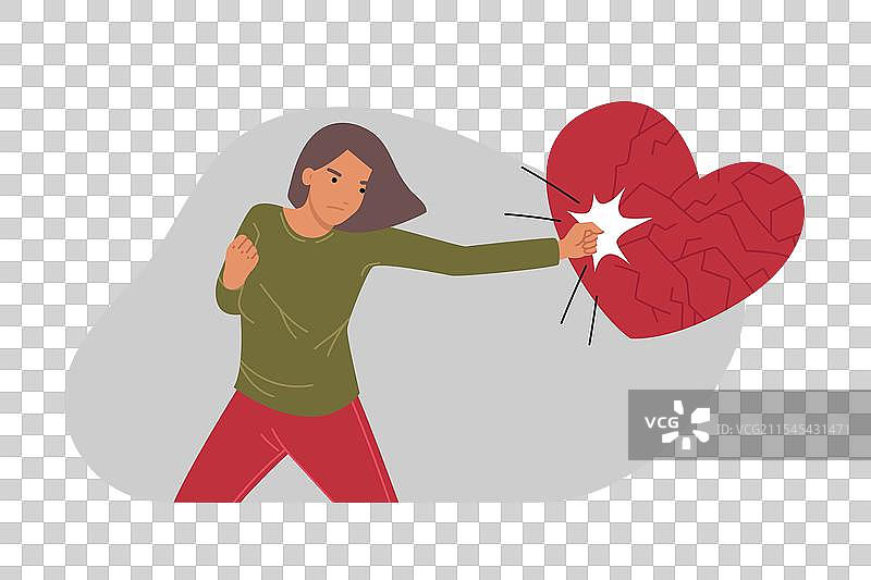 女人用果断的一击打破了心碎的瞬间图片素材