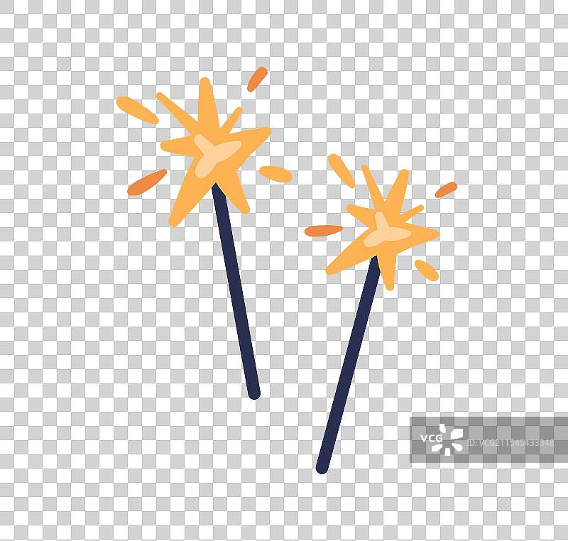 闪光的烟花棒发出明亮的光芒图片素材