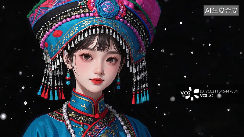 【AI数字艺术】国风卡通少女插画图片素材