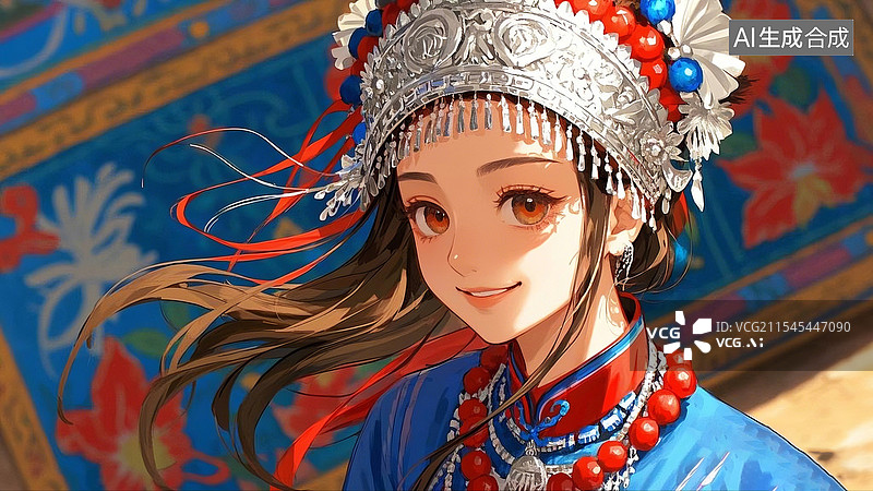 【AI数字艺术】国风卡通少女插画图片素材