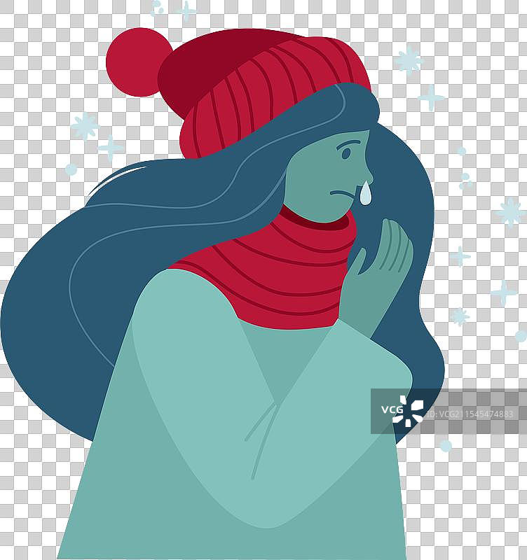 感冒流鼻涕的女人图片素材