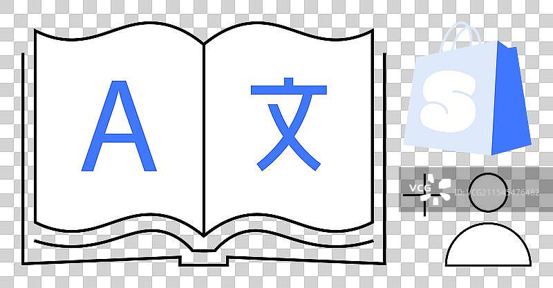 学习与购物图标组合图片素材