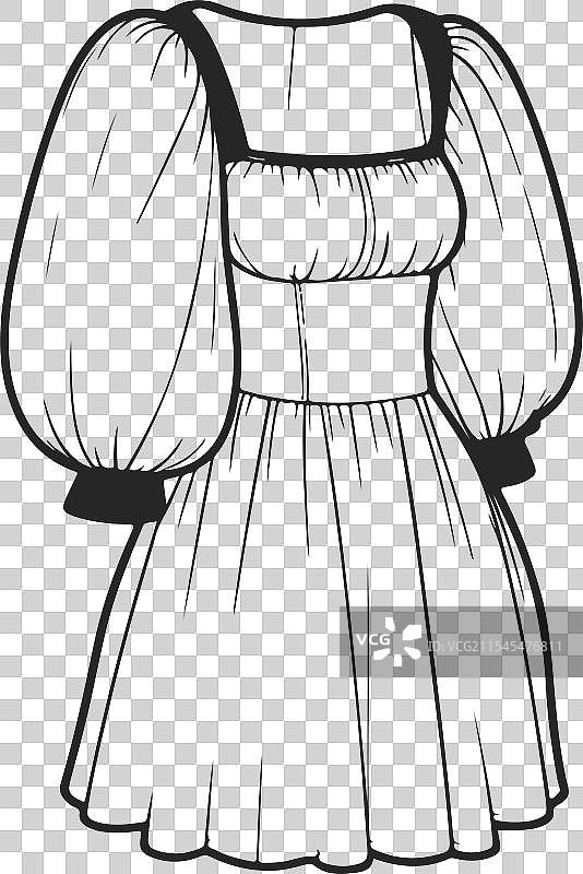 泡袖迷你裙技术时尚连衣裙图片素材