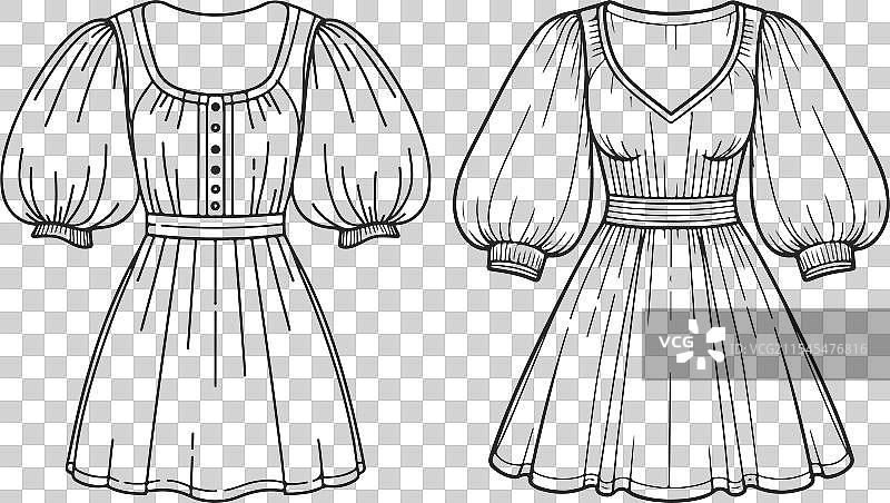 泡袖迷你裙技术时尚连衣裙图片素材