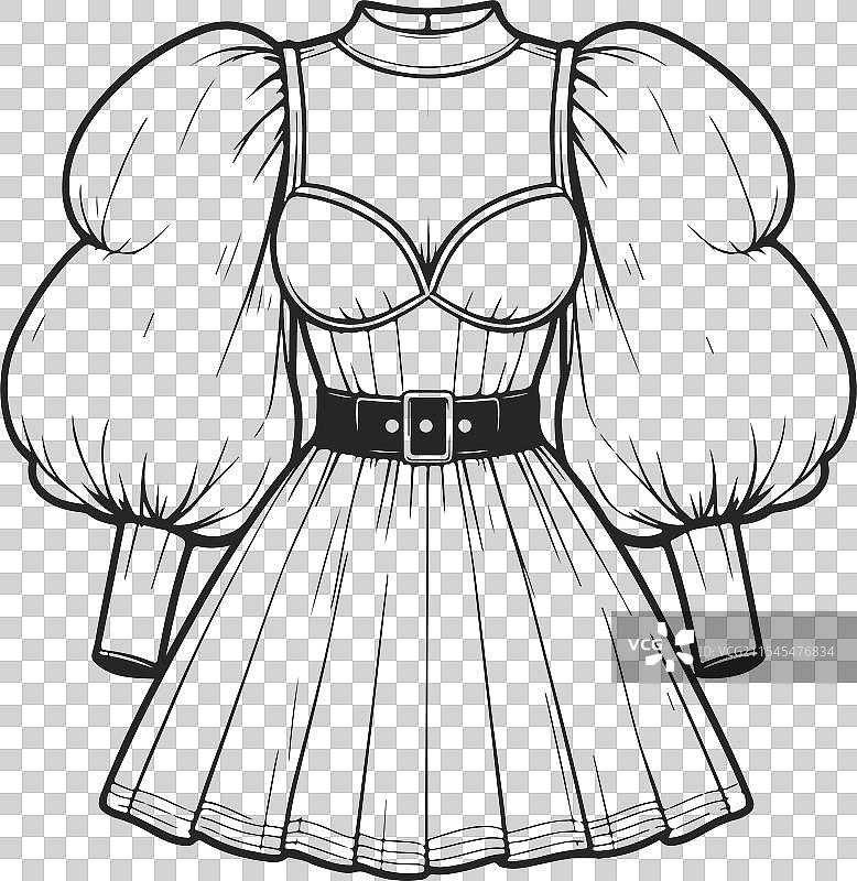 泡袖迷你裙技术时尚连衣裙图片素材