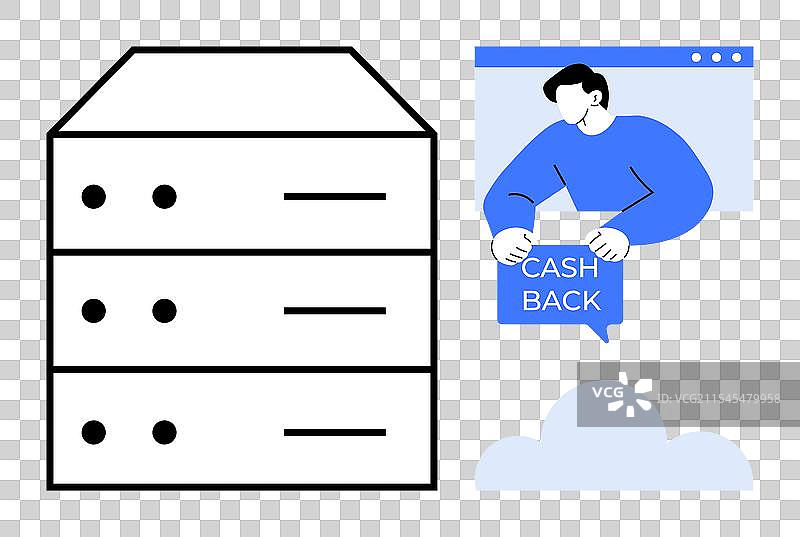 现代扁平设计中的现金返还和服务器概念图片素材