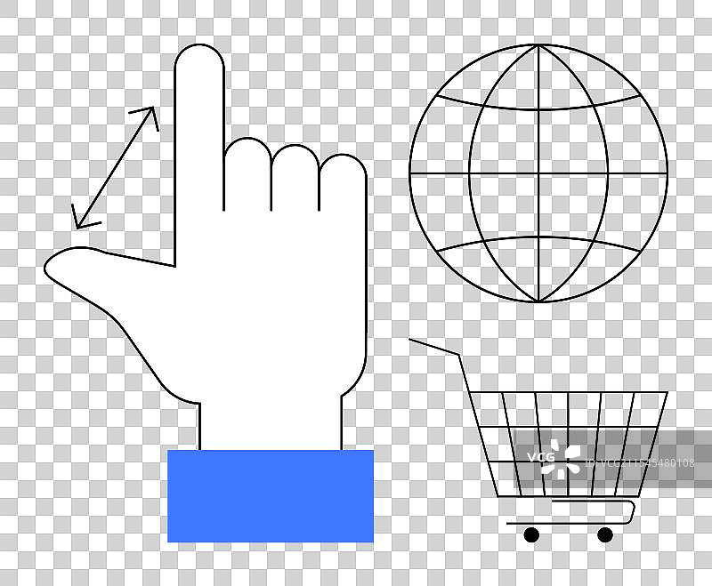 数字互动手势与地球仪图片素材