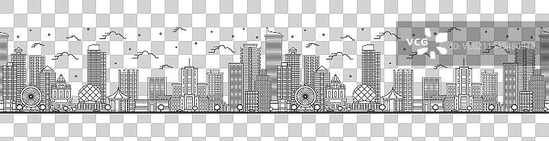 无缝图案，轮廓展示温哥华，加拿大图片素材