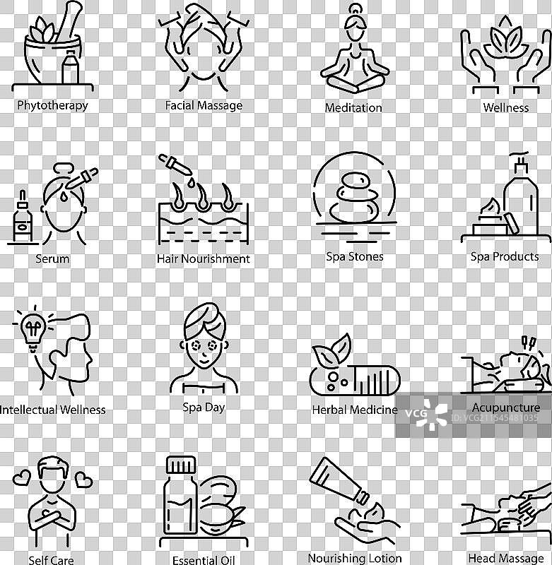 线性风格的健康图标集合图片素材