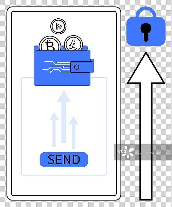 数字钱包安全与安全的加密货币图片素材