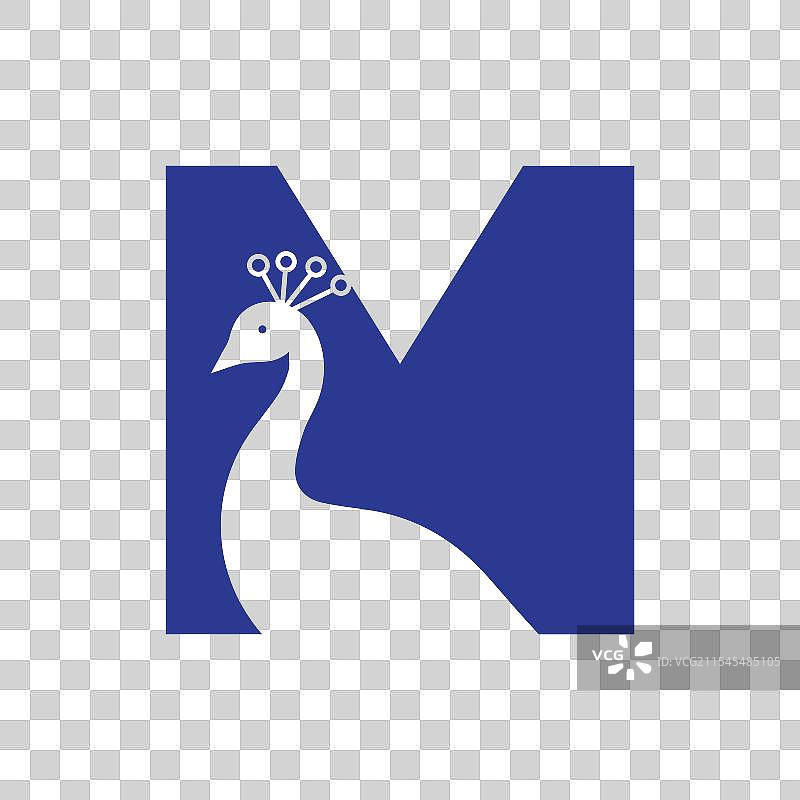 字母M孔雀logo设计模板图片素材
