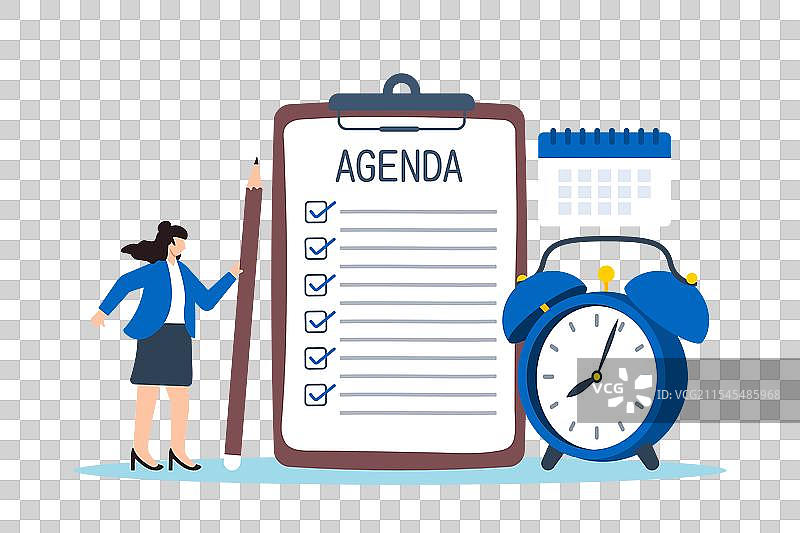 聪明的女商人平坦地握着铅笔写字图片素材