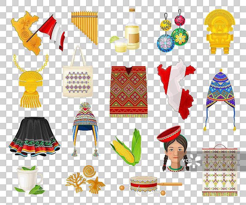 传统秘鲁符号和文化元素图片素材