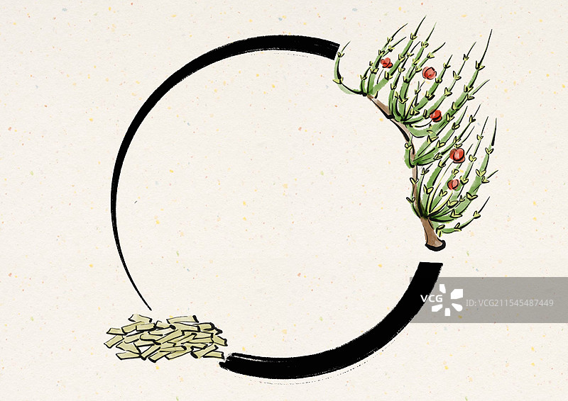 国潮风中医药插画边框图片素材