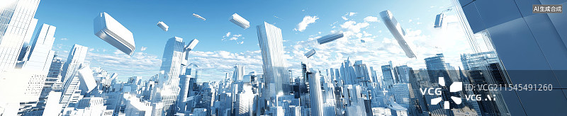 【AI数字艺术】未来城市空中交通和智能建筑图片素材