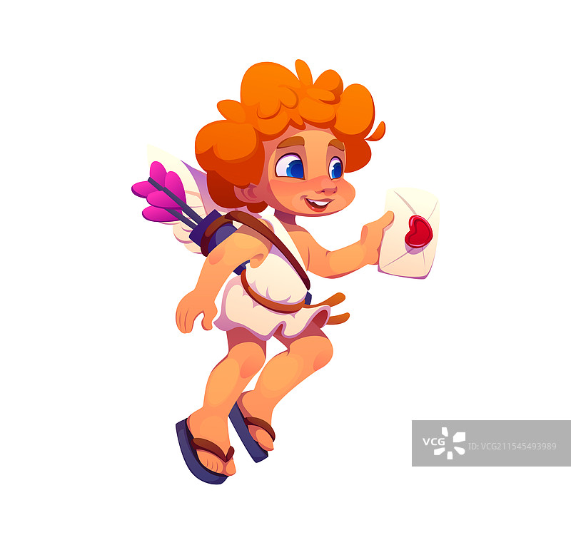 卡通情人节小天使手持情书图片素材