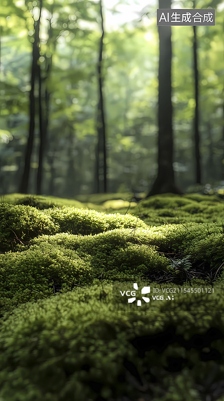 【AI数字艺术】森林苔藓植物树木海报背景图片素材