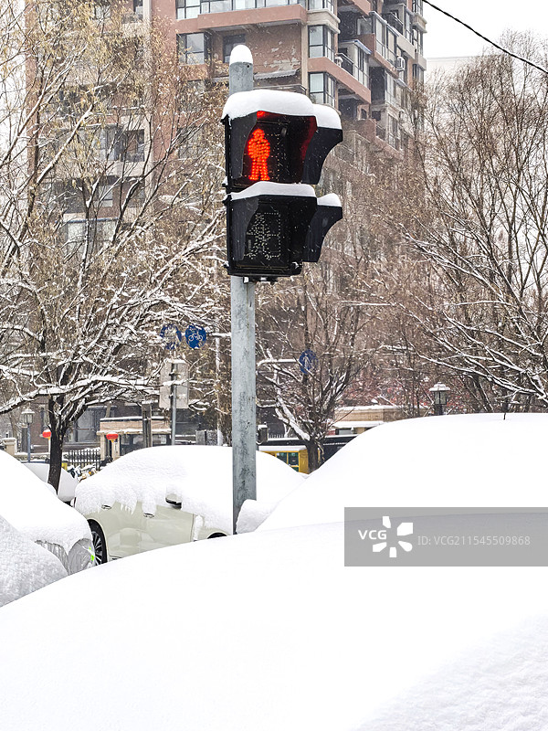 雪后的红绿灯图片素材