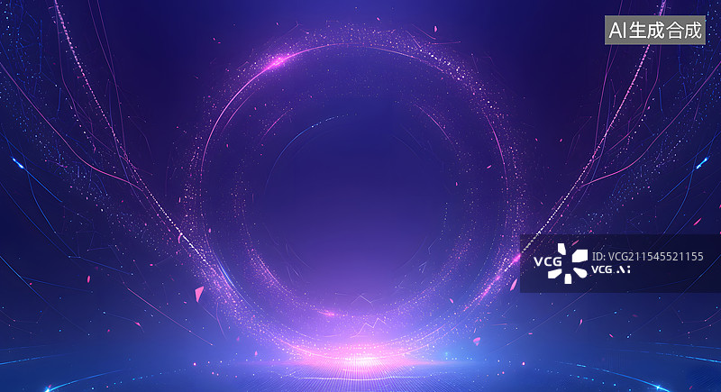【AI数字艺术】科技 紫色 圆圈 光环图片素材