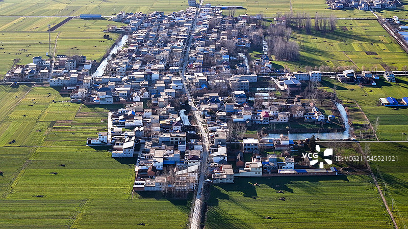 华北平原上的村落，航拍于安徽阜阳临泉县关庙镇大张庄图片素材
