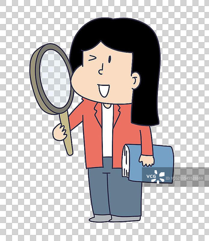 拿着放大镜的女性人物图片素材