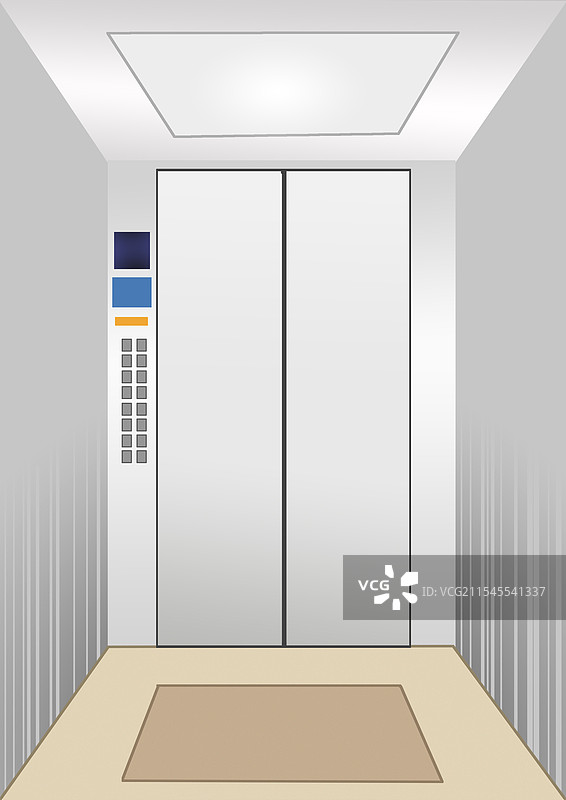 都市城市现代化高楼大厦楼房建筑电梯轿厢内场景资讯插画图片素材