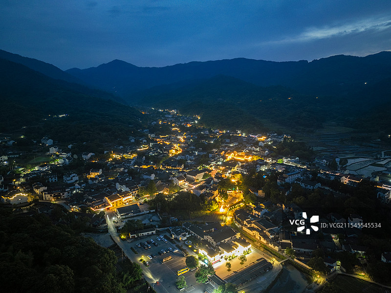 查济古镇夜色+安徽省宣城市泾县查济古镇图片素材
