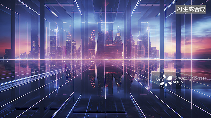 【AI数字艺术】抽象城市建筑背景图片素材