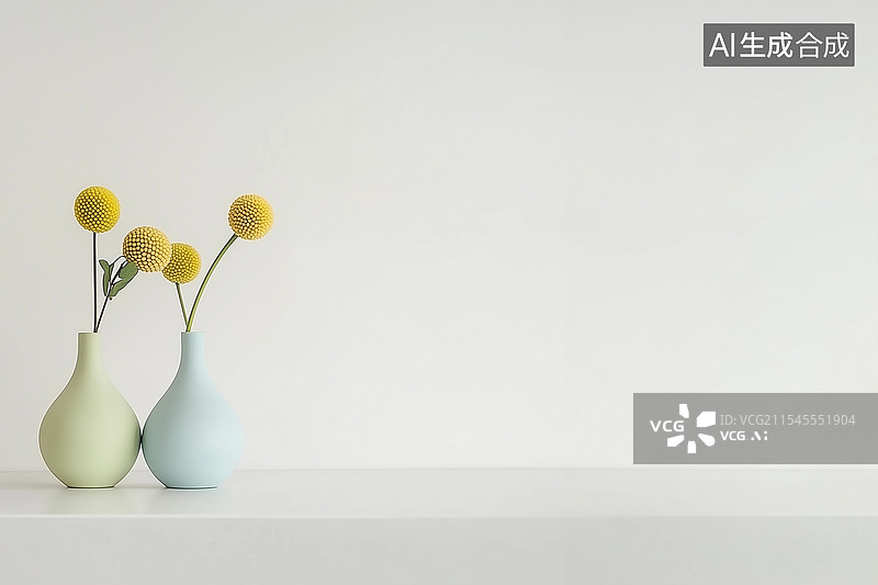 【AI数字艺术】两个简约优雅的装饰性花瓶图片素材