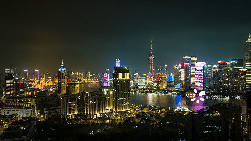 上海城市夜景航拍图片素材