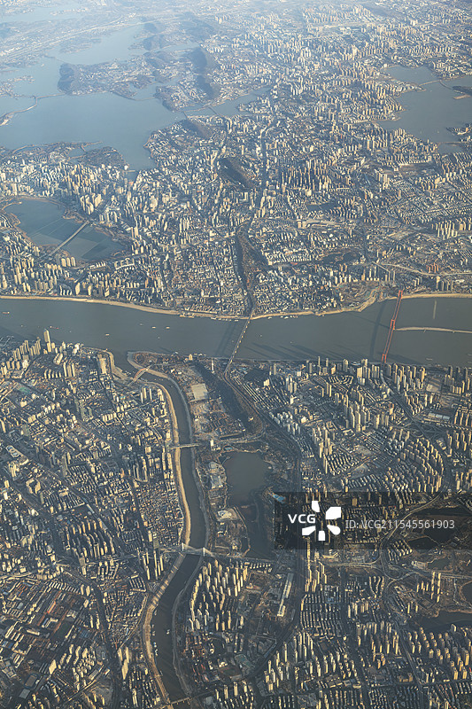 武汉市中心区域（武汉长江大桥、黄鹤楼等）航拍图片素材