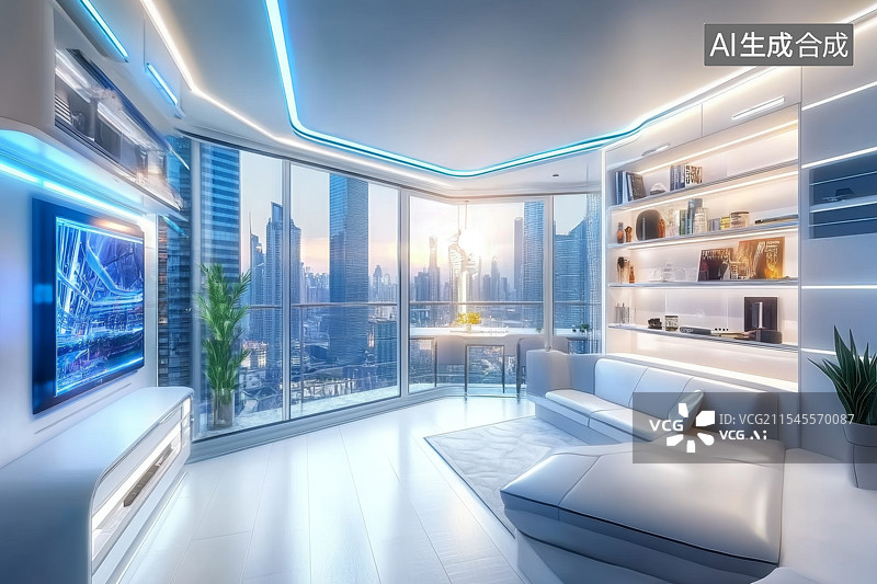 【AI数字艺术】未来科技智慧城市科技住宅，智能生活图片素材