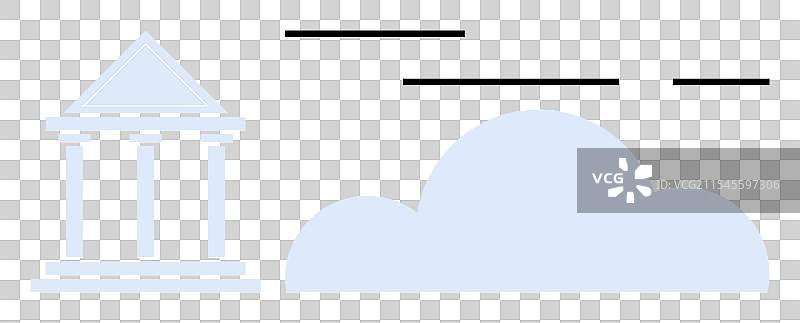 政府大楼与象征公众的云朵图片素材