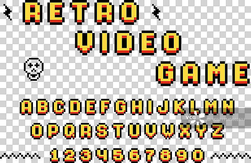 复古像素字体来自旧电脑视频游戏8图片素材