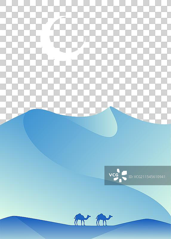 沙漠蓝色夜景沙丘图片素材