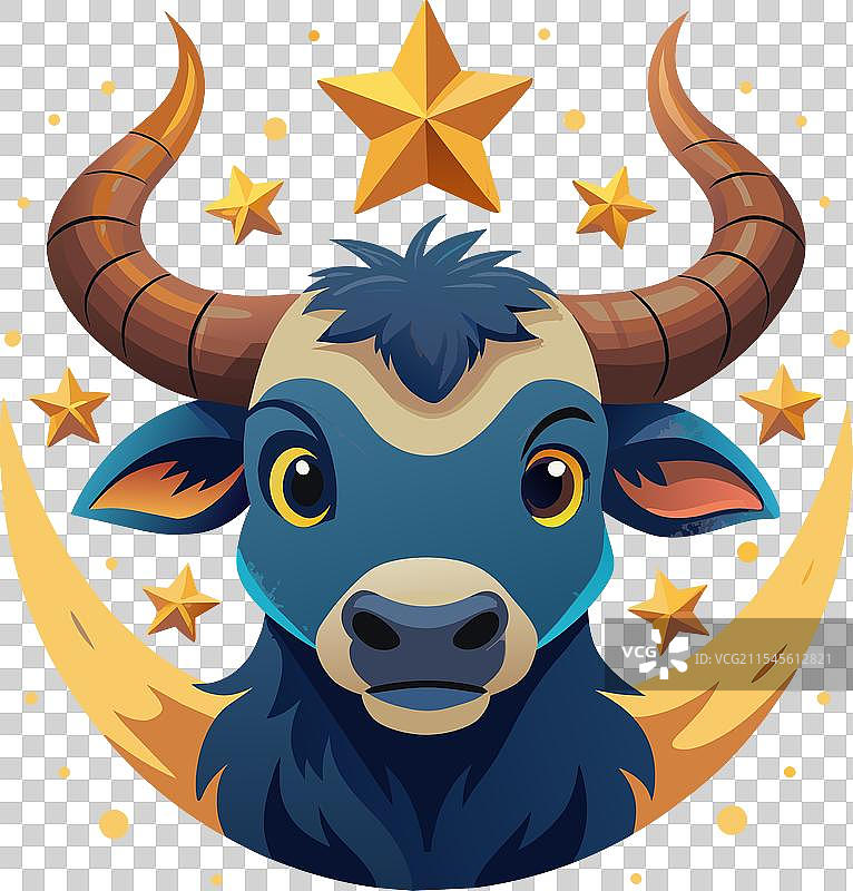 可爱的金牛座星座与金色星星装饰图片素材