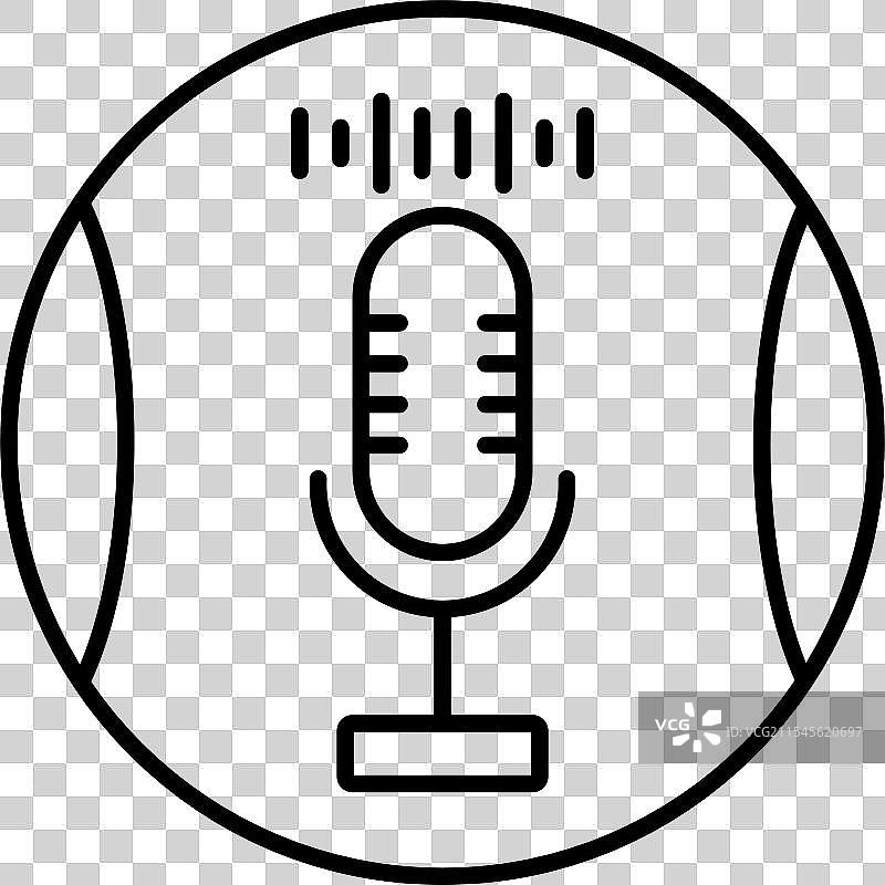 语音录音机线条图标设计图片素材