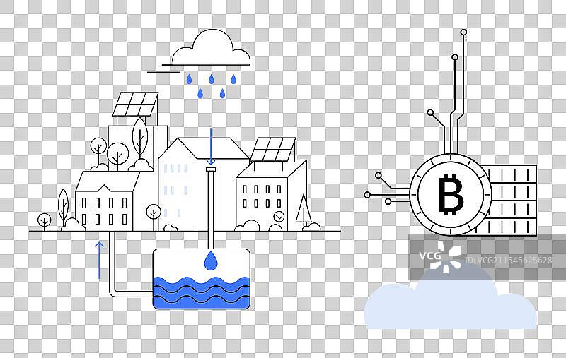 可持续的城市生活与加密货币图片素材