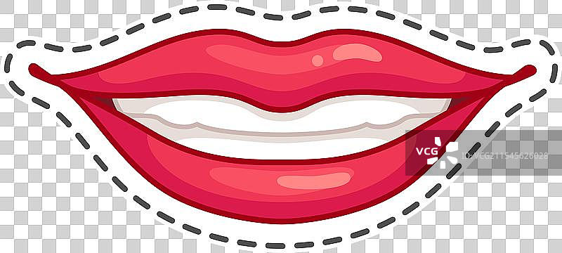 明亮的红唇与洁白的牙齿微笑着图片素材