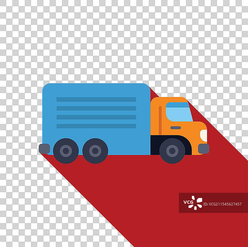 运输货物的送货卡车，投下长长的影子图片素材