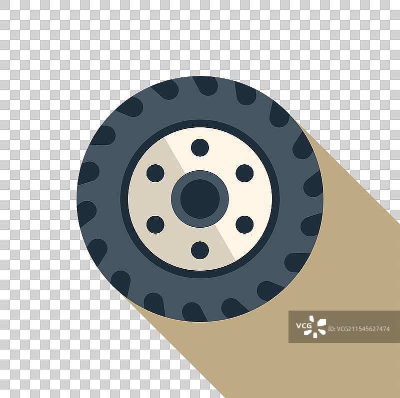 大机器轮子与轮胎投射出长长的阴影图片素材