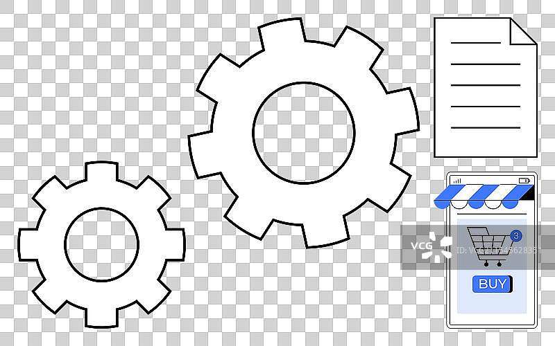 电子商务自动化流程与齿轮图片素材