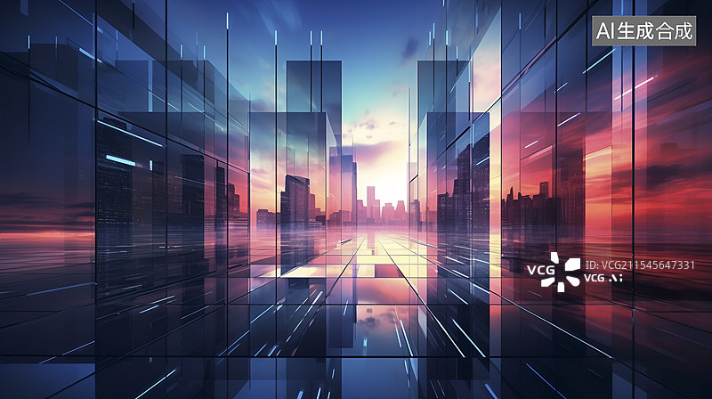 【AI数字艺术】抽象城市建筑背景图片素材