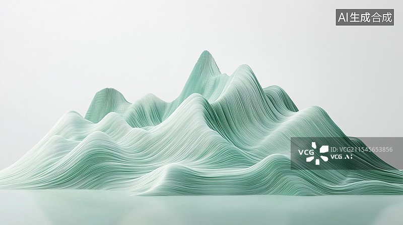 【AI数字艺术】淡绿布料山峰艺术照图片素材
